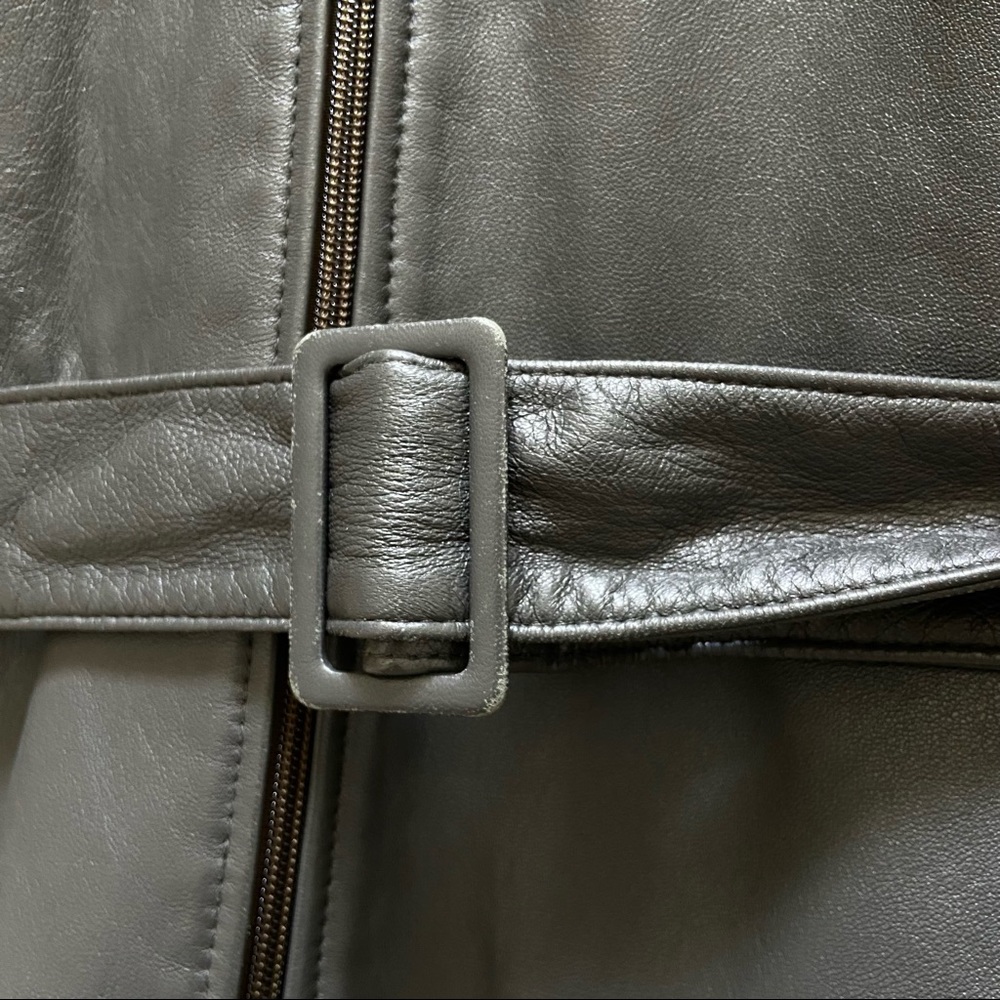 Esprit gray belted leather jacket - Picture 12 of 12